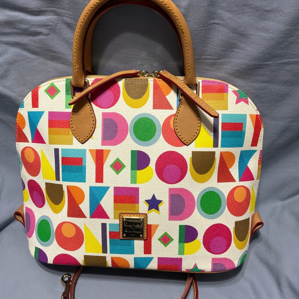GUC Dooney & Bourke Art Deco White Multi color Satchel Bag